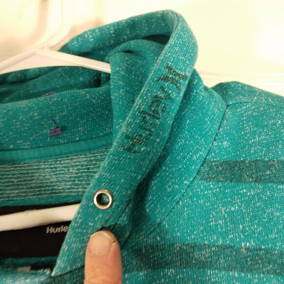 Hurley Buckle BKE hoodie mens M Medium teal long sleeve stripe hooded sweatshirt - Picture 4 of 8